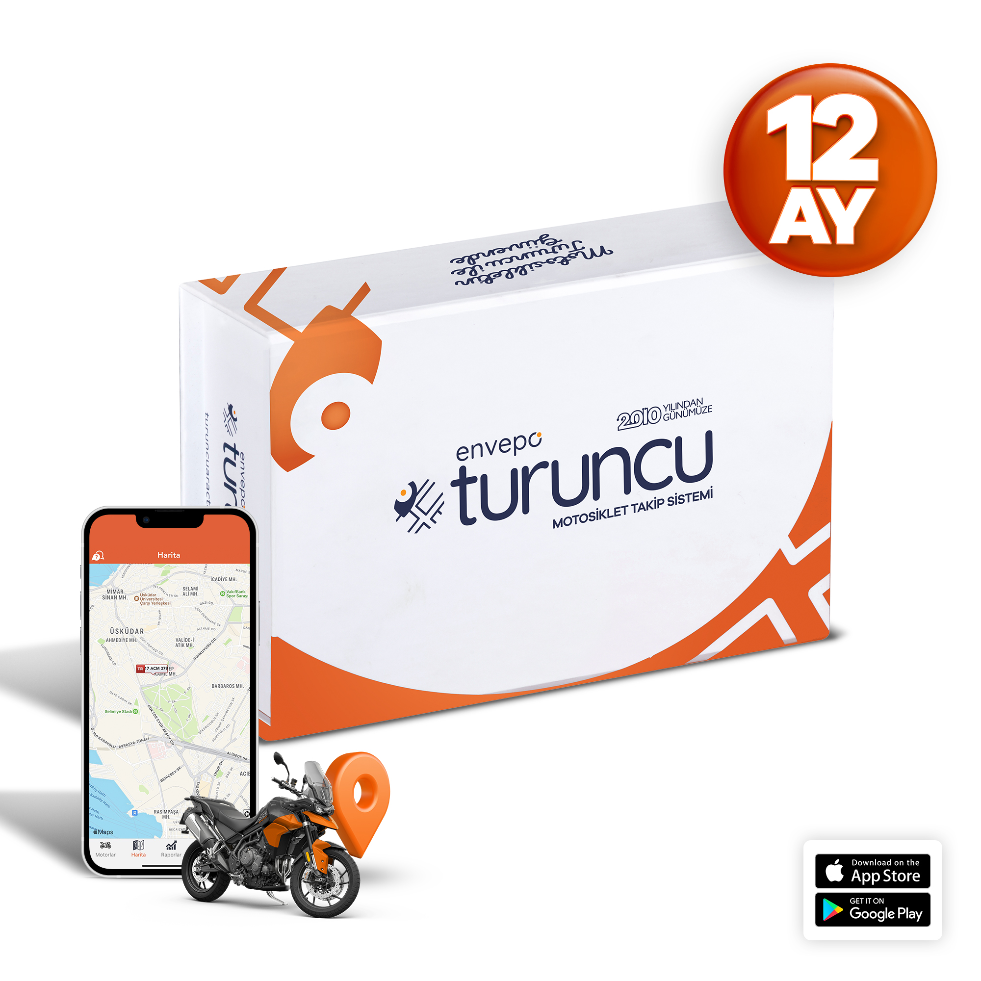 Turuncu Motosiklet Takip Kablolu 12 Aylık